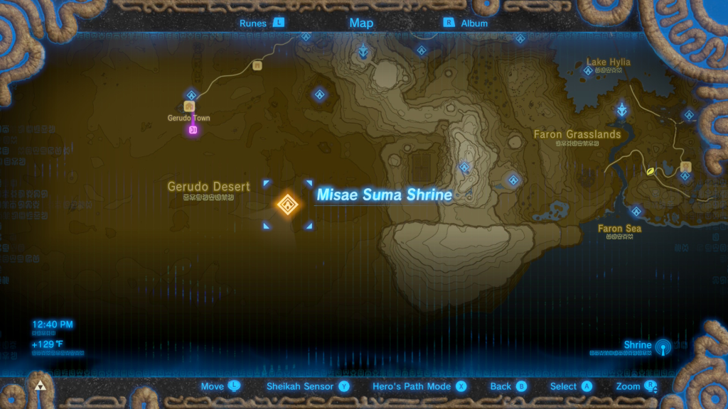 map location of where to star the Perfect Drink Shrine Quest in Breath of the Wild