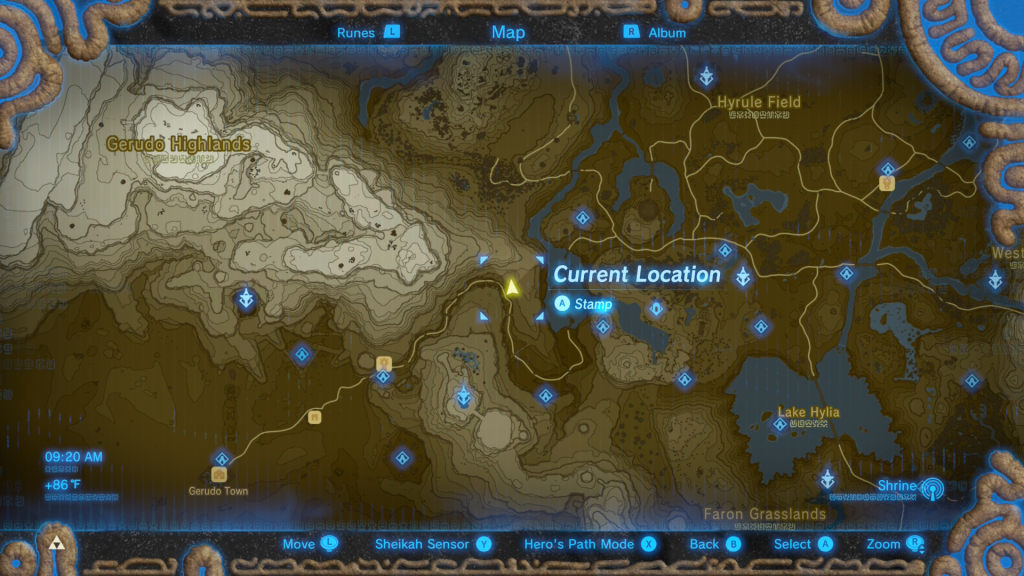 map locationg of where to start the Test of Will Shrine Quest in Breath of the Wild