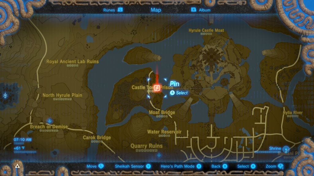 Map location of where to find Tingle's Shirt during the EX Treasure Fairy Clothes Quest in Breath of the Wild