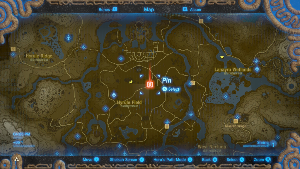 Map location of where to find Tingle's Tights during the EX Treasure Fairy Clothes Quest in Breath of the Wild