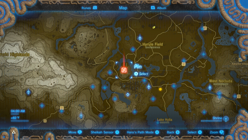 map location of EX chest during the EX Treasure Phantasma Quest in Breath of the Wild