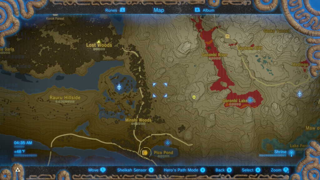 map location of where to find the EX chest during the EX Strange Mask Rumors Quest in Breath of the Wild