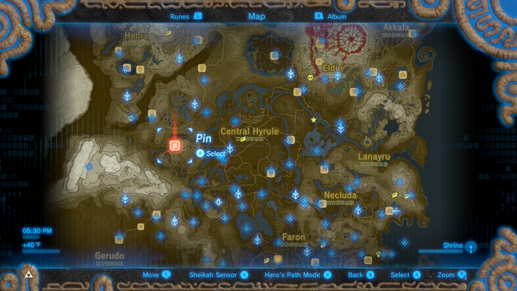 map location of the ex chest during the EX Ancient Horse Rumors Quest in Breath of the Wild
