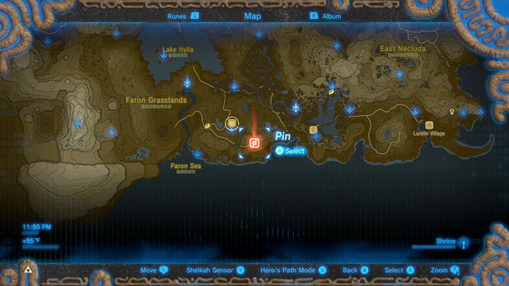 map of where to find the ex chest during the EX Ancient Horse Rumors Quest in Breath of the Wild
