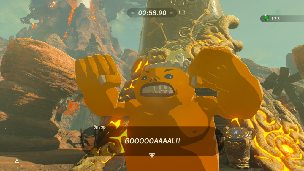 When you reach the GOOOOOOAAAALLL during The Gut Check Challenge Shrine Quest in Breath of the Wild