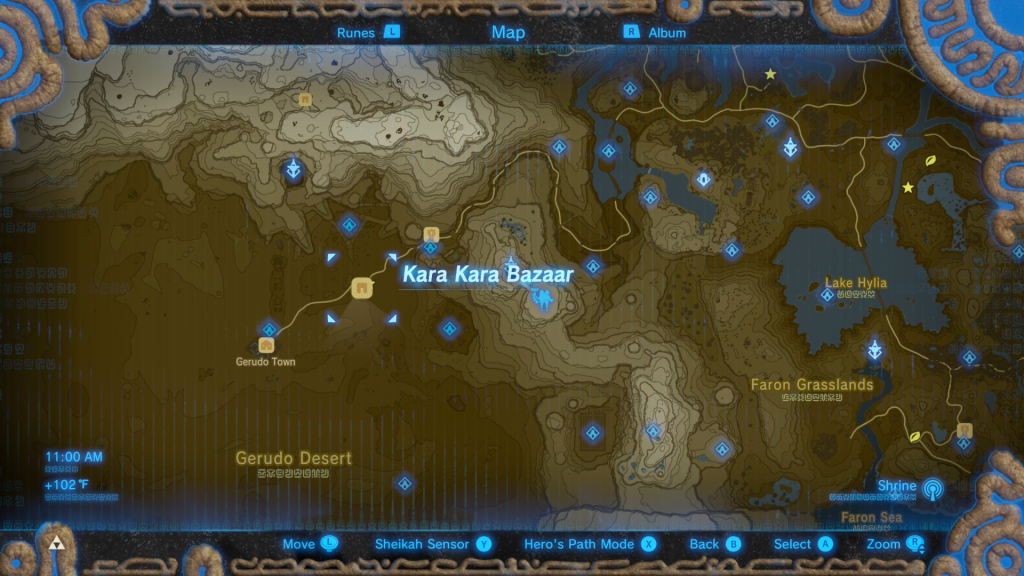 map location of where to find the Gerudo during the From the Ground Up Quest Guide in Breath of the Wild