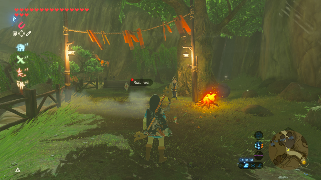 bridge near the waterfall with the travelers sword