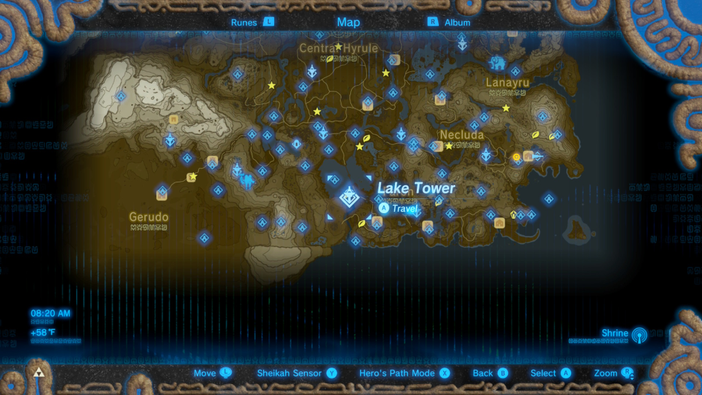 map location of where to find the fire rod for The Weapon Connoisseur Side Quest in Breath of the Wild