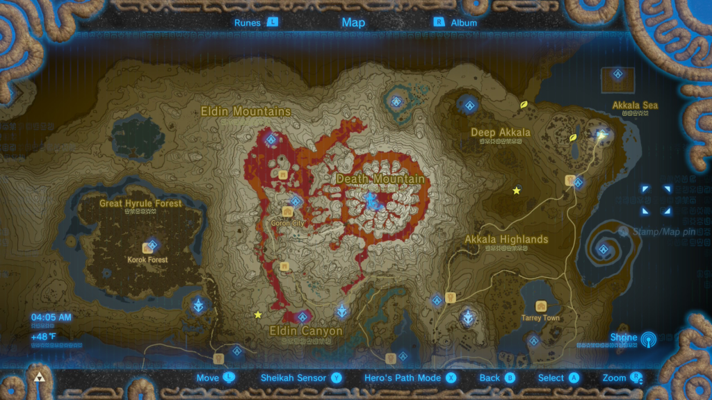 map of where you can get the windcleaver for The Weapon Connoisseur Side Quest in Breath of the Wild part 2
