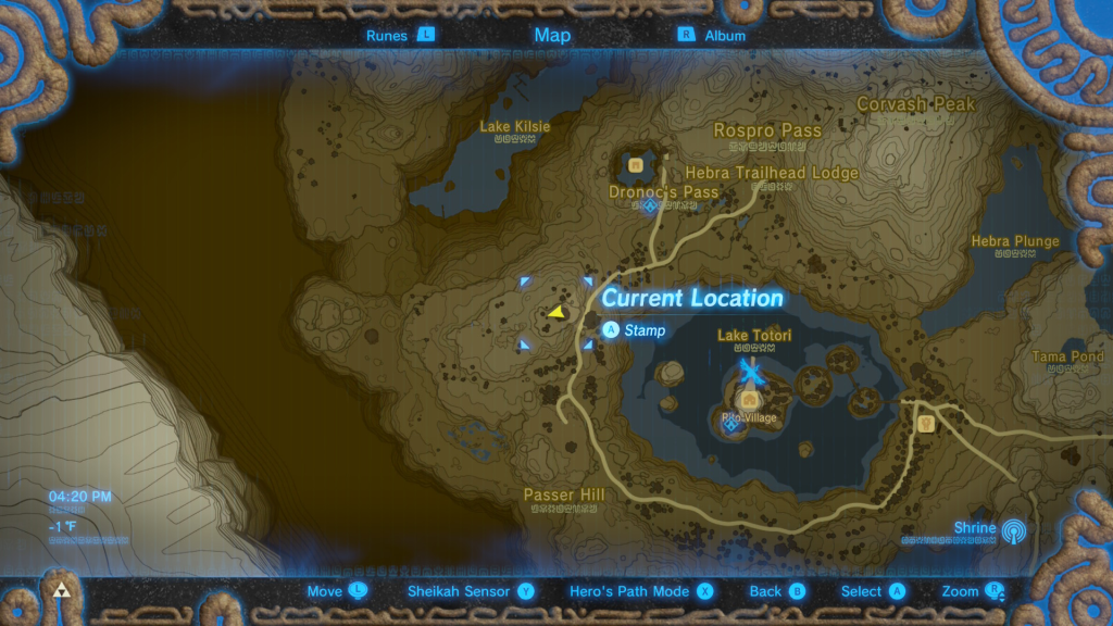 map location of where you can find a frostspear