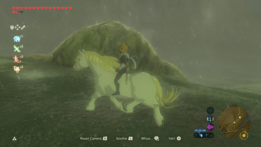the majestic white horse during The Royal White Stallion Side Quest in Breath of the Wild