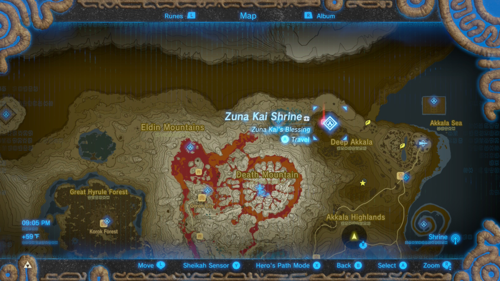 map location of the Fang and Bone shop for A Parent's Love side quest in Breath of the Wild