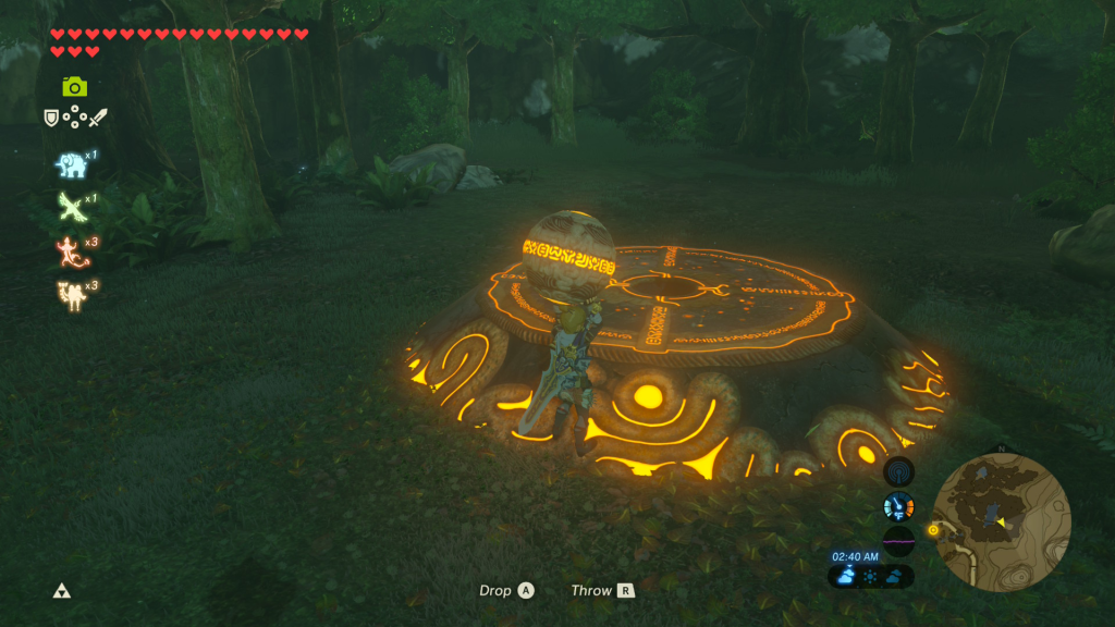 drop the heirloom in the pedestal