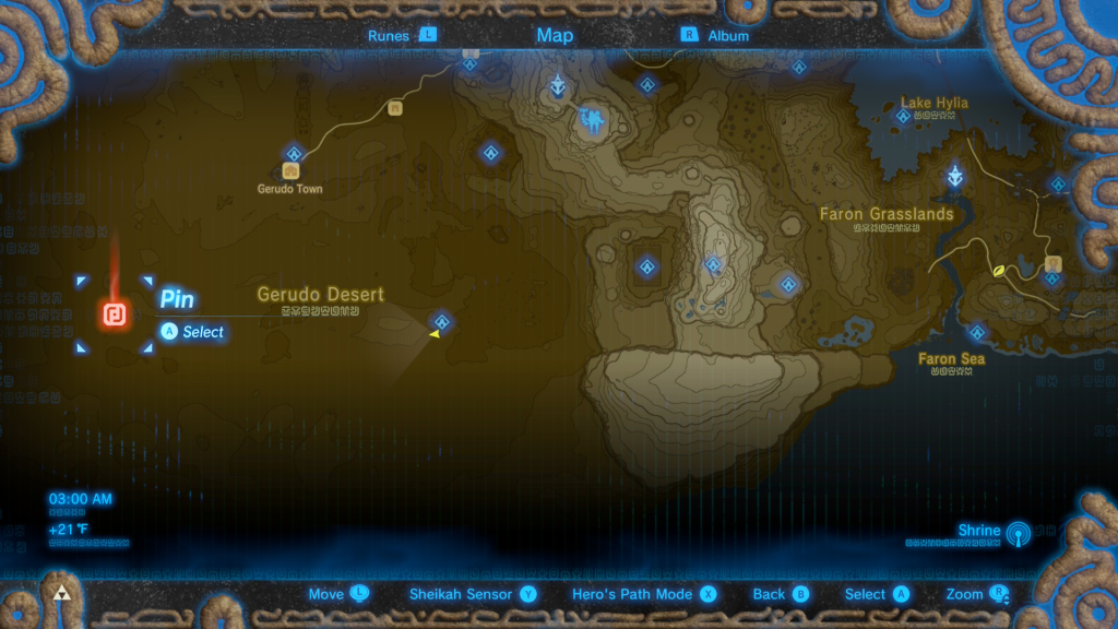 map picture of where to find the leviathan bones in gerudo