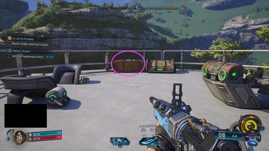 echo log on top of gushing turret