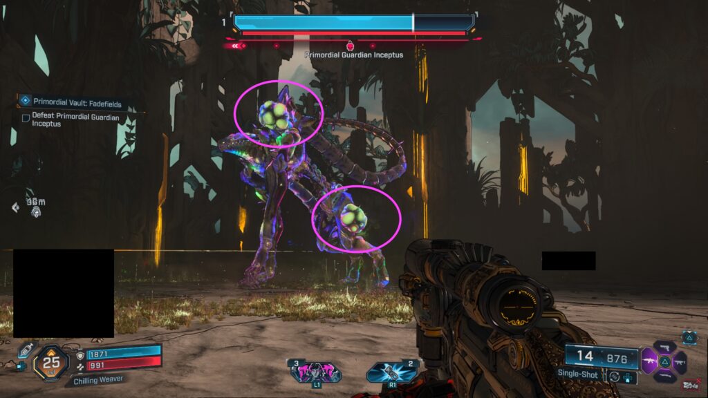 weak spots on Inceptus