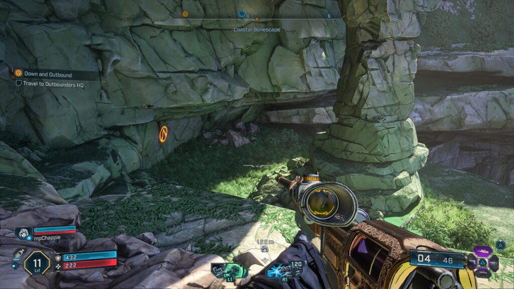 Vault symbol on cliff wall