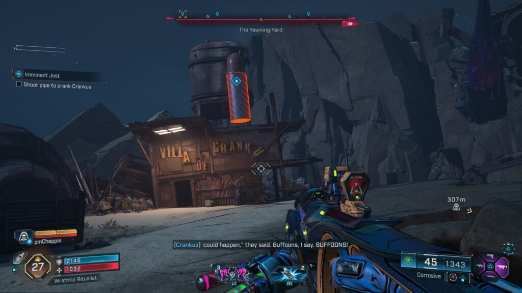 shoot the pipe above Crankus to prank him