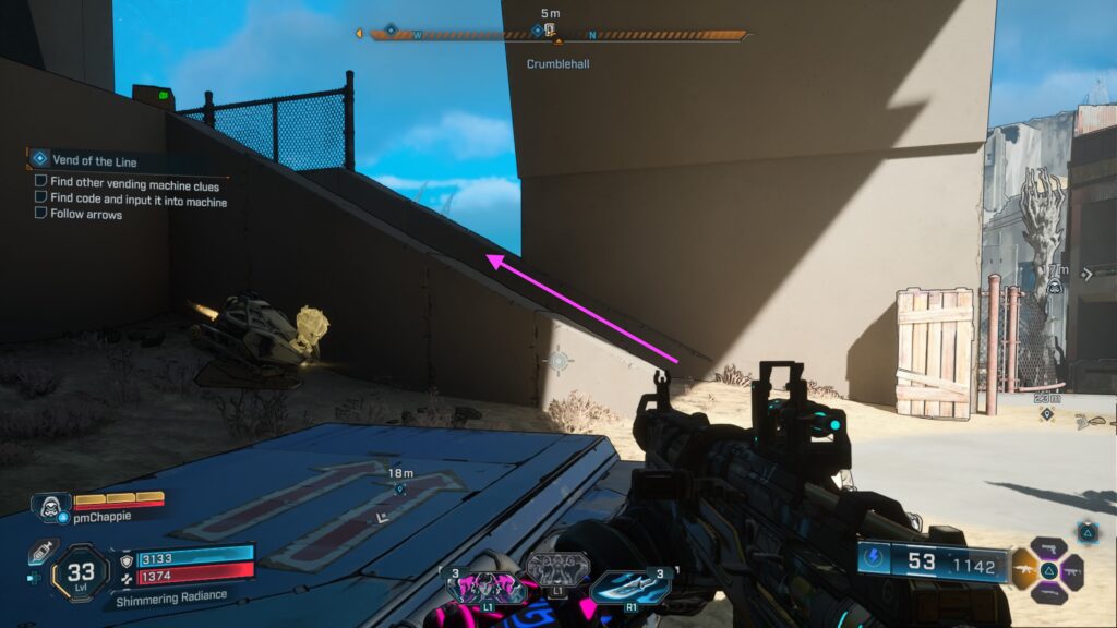 follow the arrows to the stairs