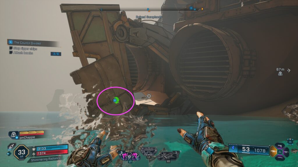 location to attach bomb