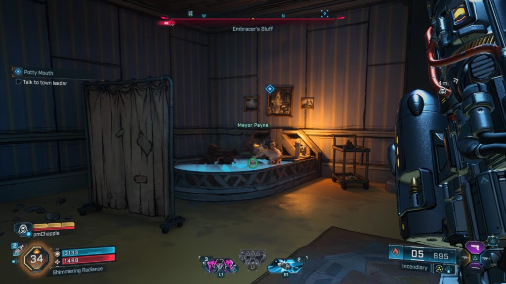 Mayor Payne in hot tub