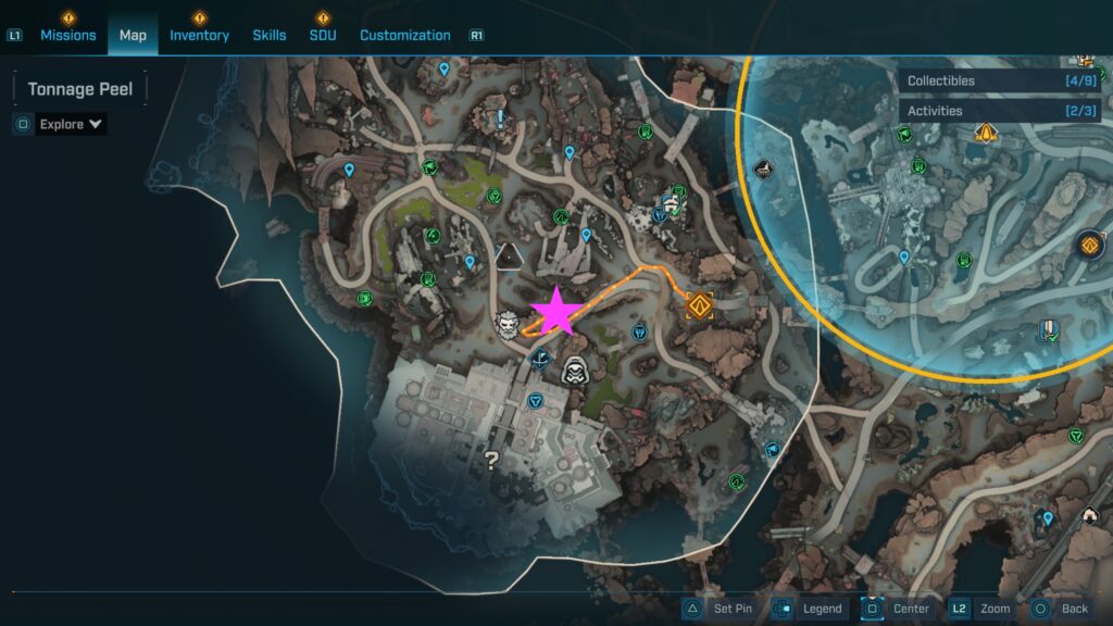 map picture of tonnage peel lost capsule