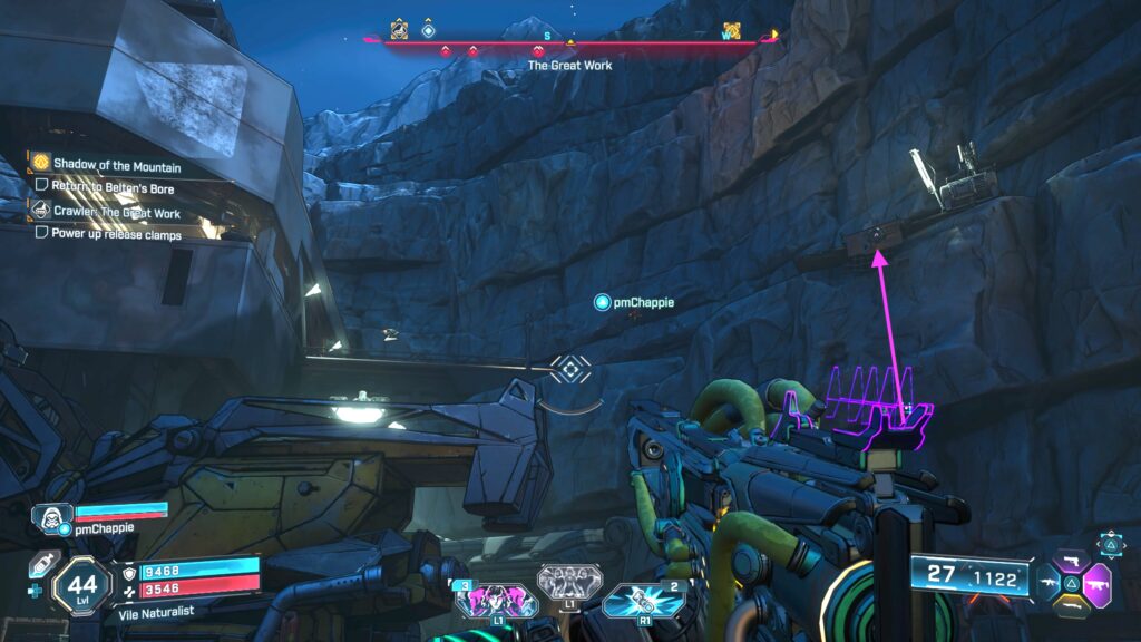 use the grapple point to reach battery