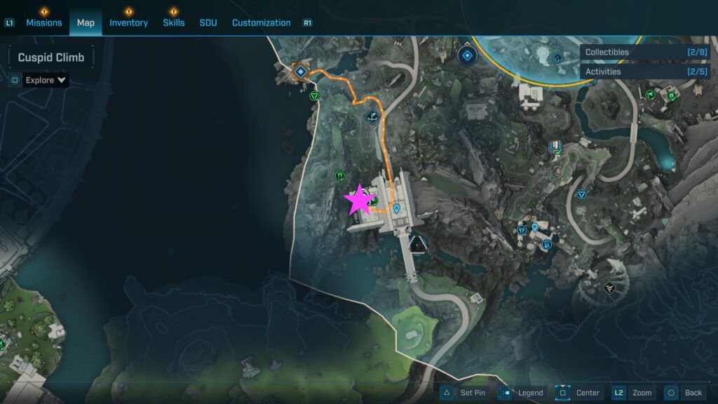 map location of cuspid climb echo log