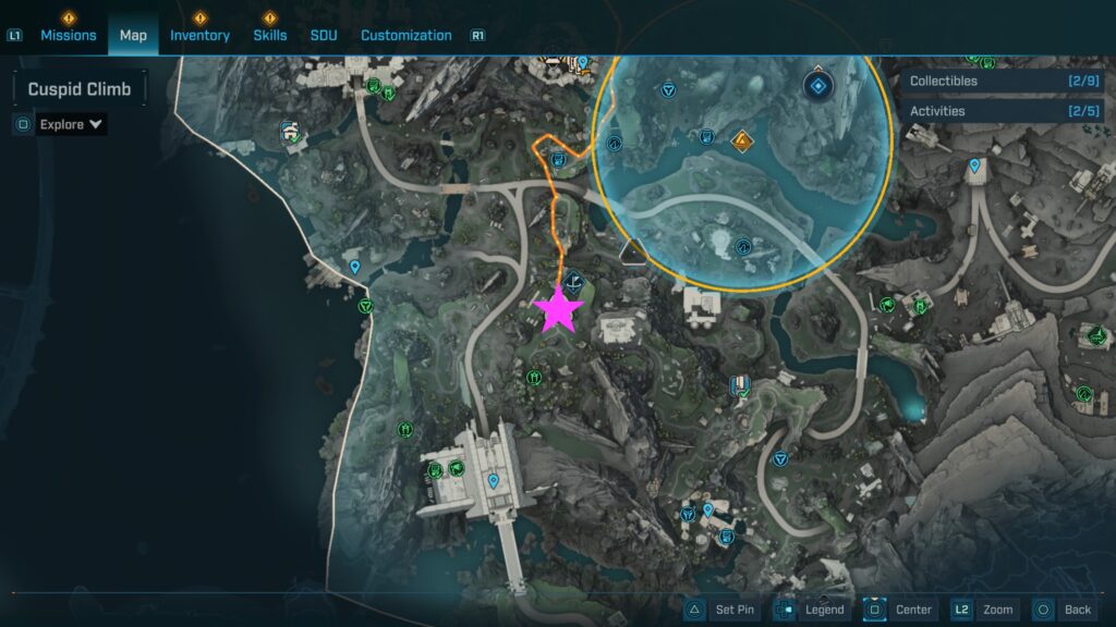 cuspid climb map of echo log location