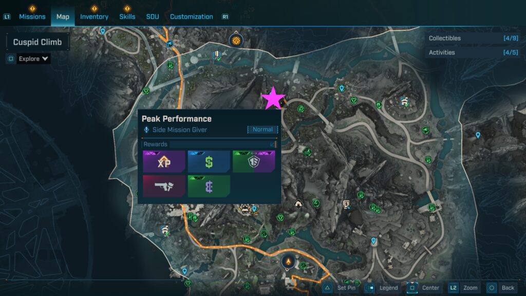borderlands 4 Peak Performance side mission