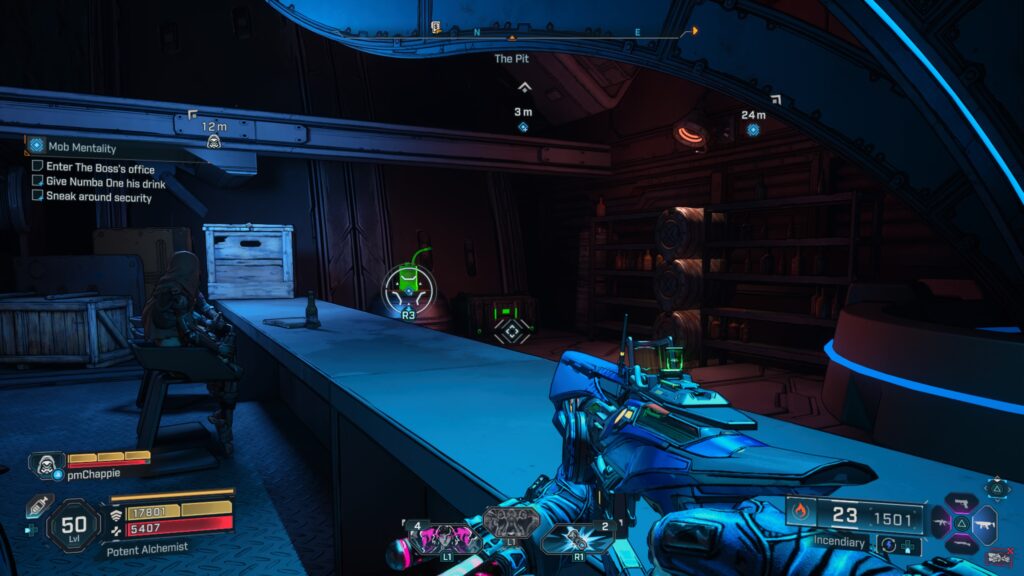 grab the drink from the bar