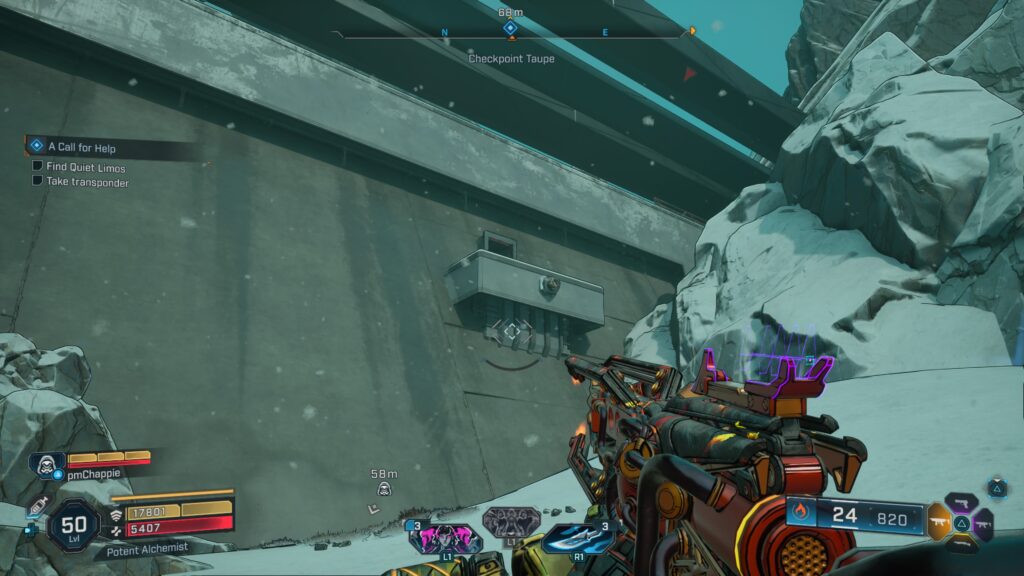 use the grapple point to reach the second transponder