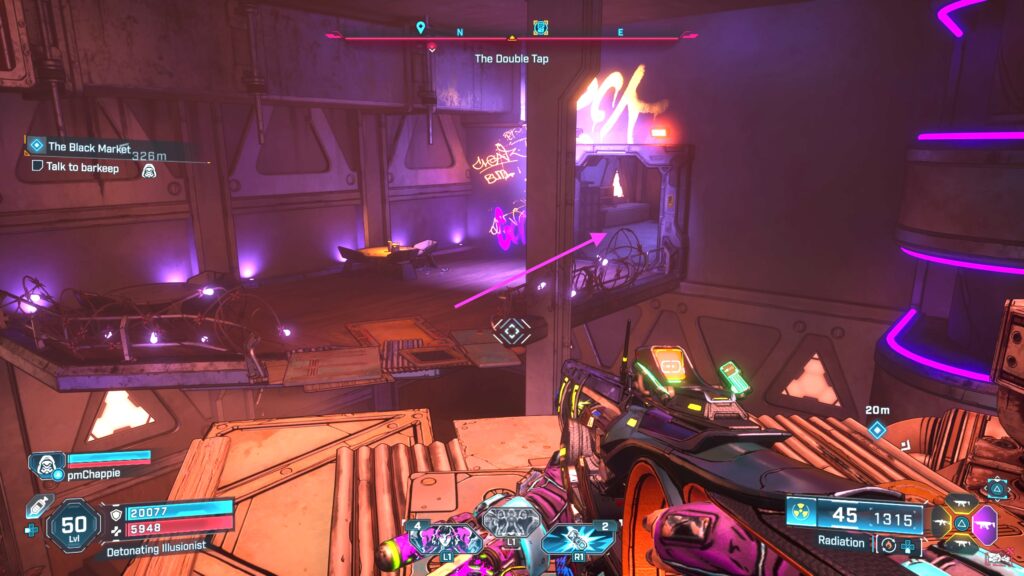 door with yellow lettering above it