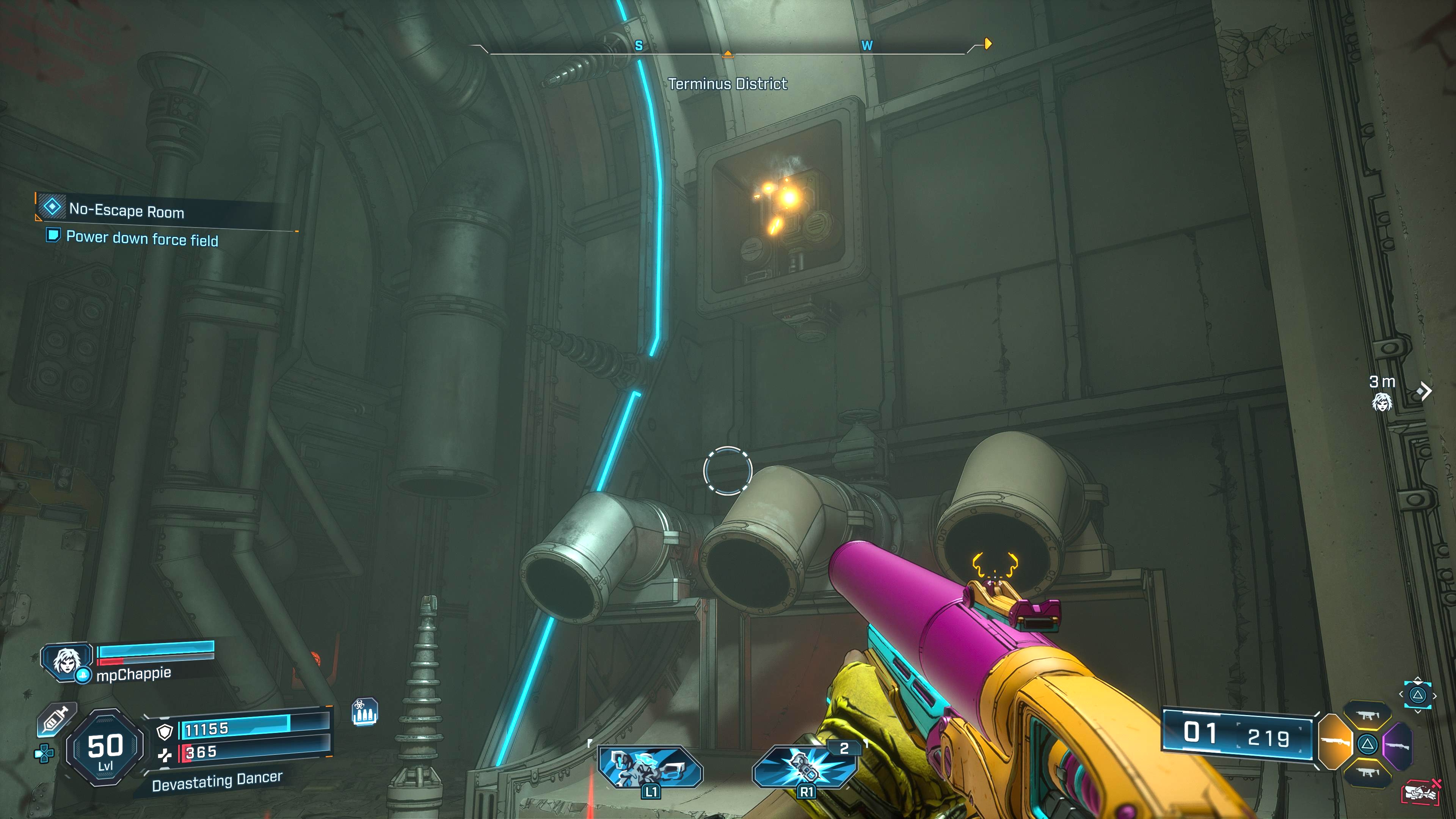 shoot device behind metal grate