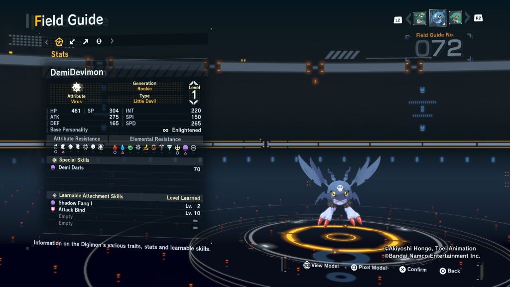 Digimon Story Time Stranger DemiDevimon Field Guide