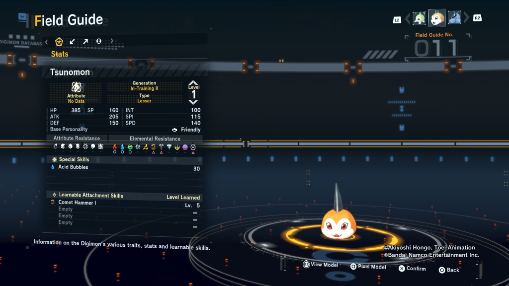 Digimon Story Time Stranger Tsunomon Field Guide