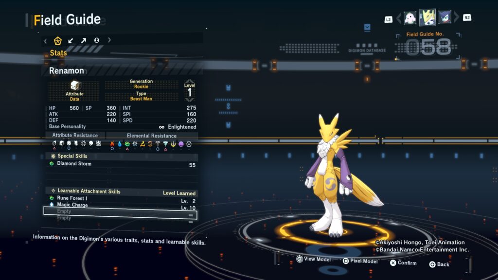 Digimon Story Time Stranger Renamon Field Guide