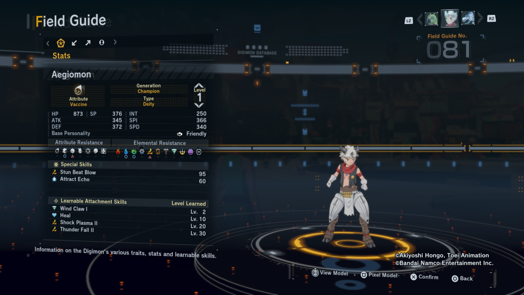 Digimon Story Time Stranger Aegiomon Field Guide