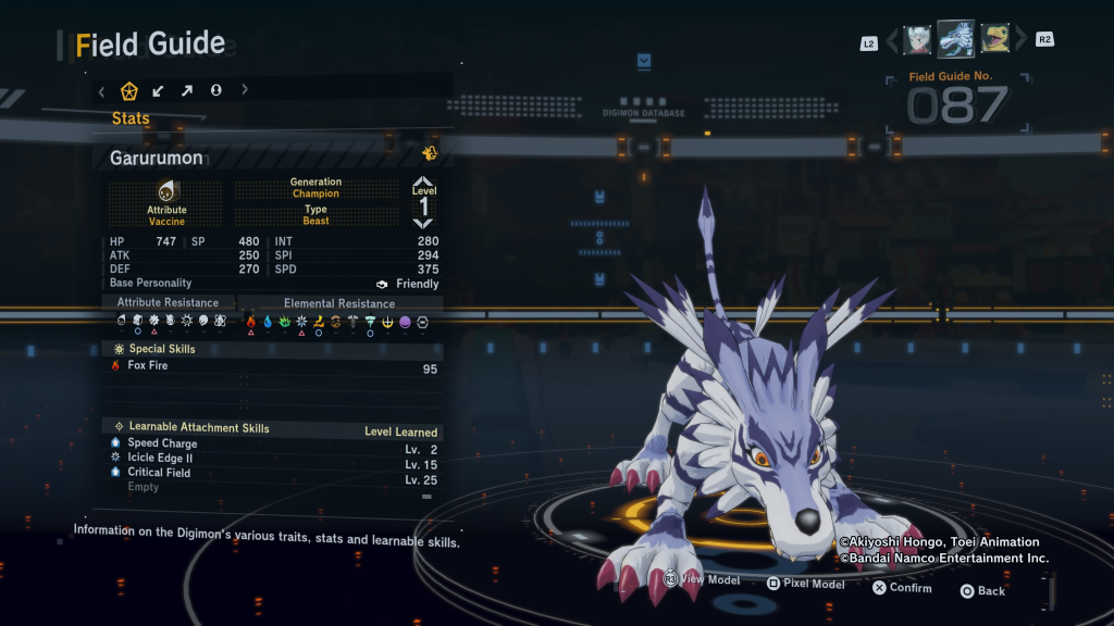 Digimon Story Time Stranger Garurumon Field Guide