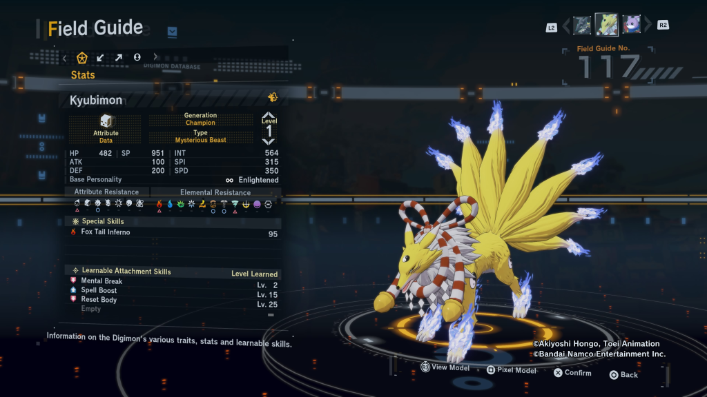 Digimon Story Time Stranger Kyubimon Field Guide