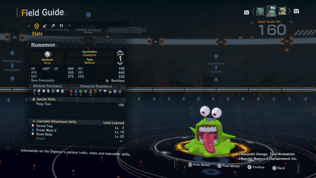 Digimon Story Time Stranger Numemon Field Guide