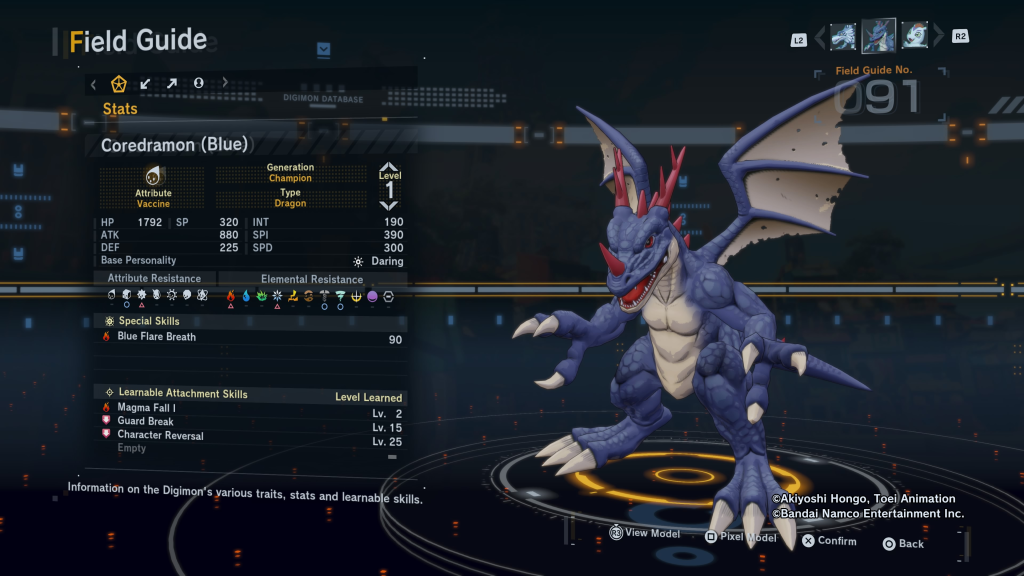 Digimon Story Time Stranger Coredramon (Blue) Field Guide