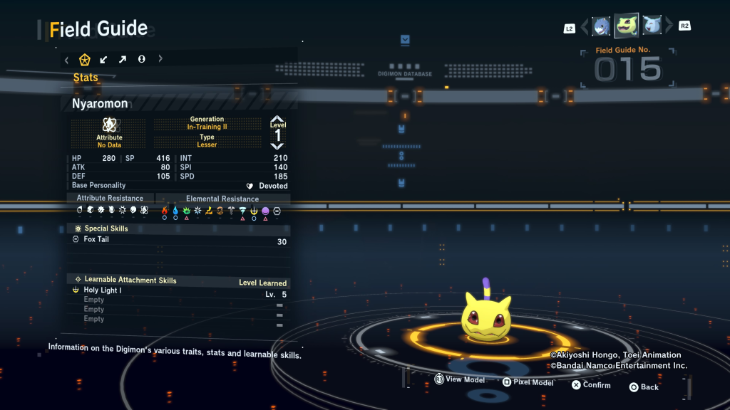 Digimon Story Time Stranger Nyaromon Field Guide