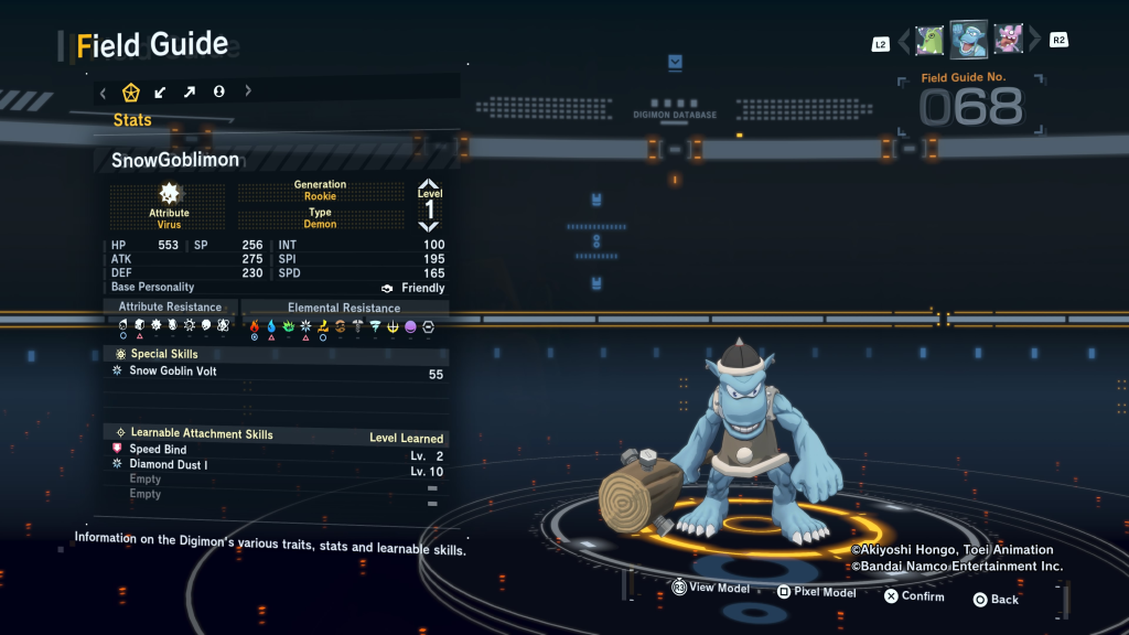 Digimon Story Time Stranger SnowGoblimon Field Guide