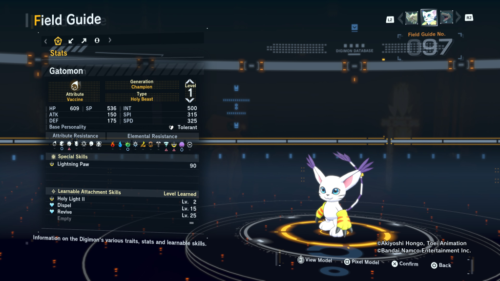 Digimon Story Time Stranger Gatomon Field Guide