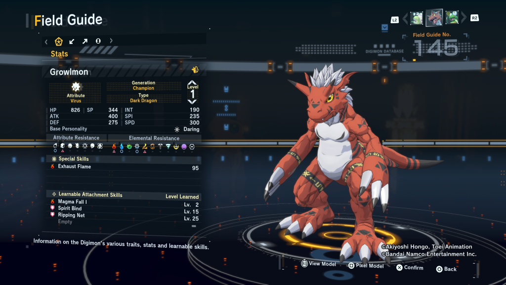Digimon Story Time Stranger Growlmon Field Guide