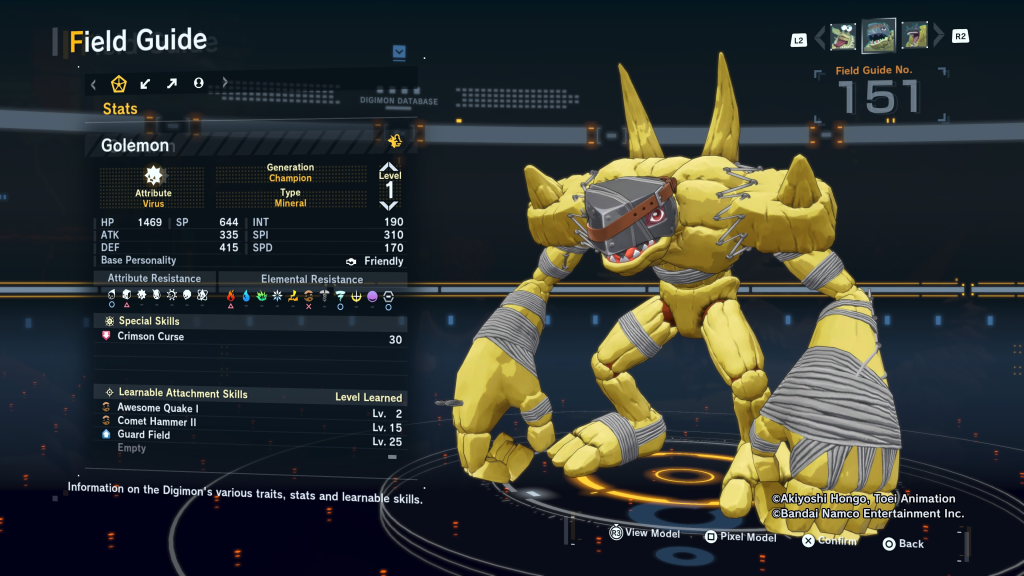 Digimon Story Time Stranger Golemon Field Guide