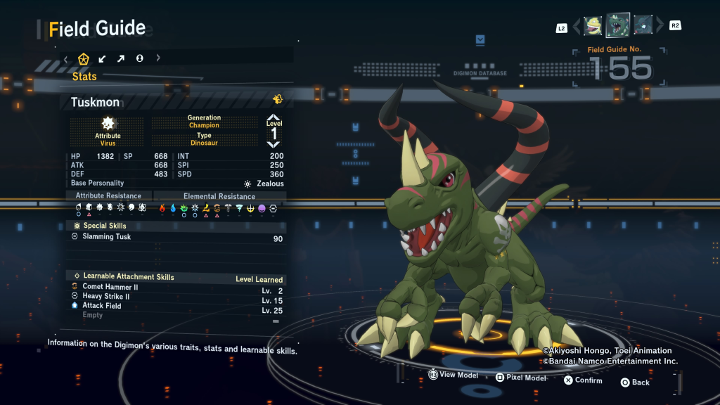 Digimon Story Time Stranger Tuskmon Field Guide