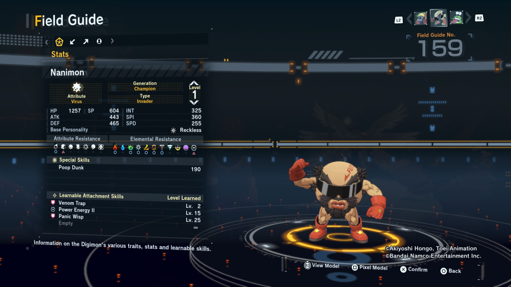 Digimon Story Time Stranger Nanimon Field Guide