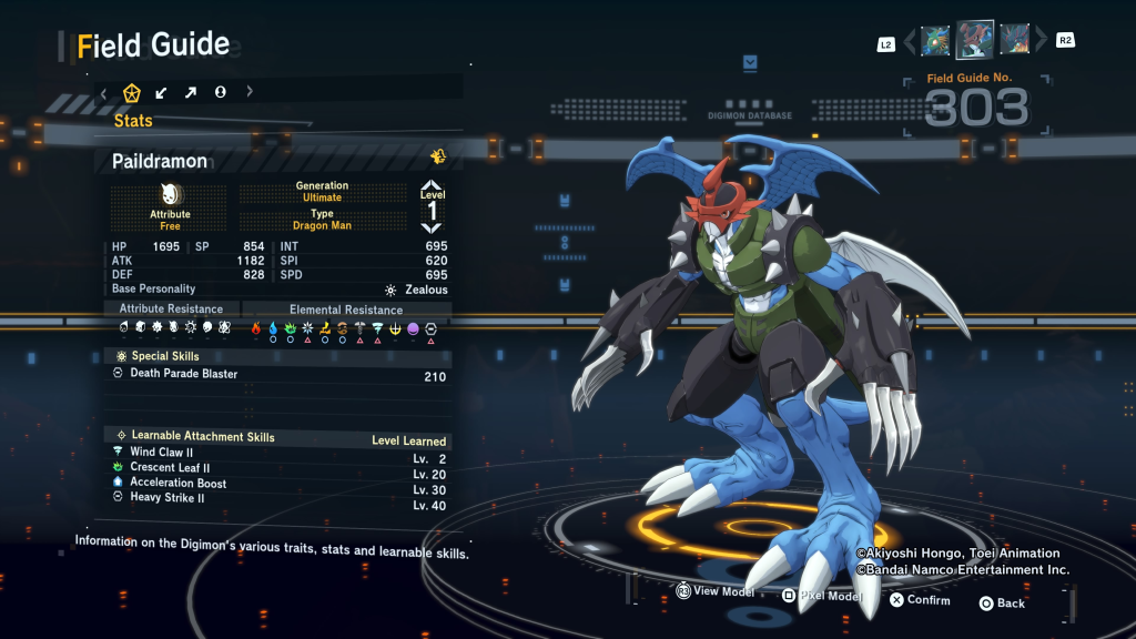 Digimon Story Time Stranger Paildramon Field Guide